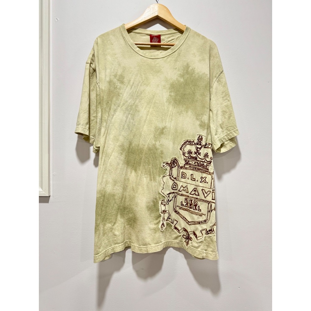 Omavi Clothing Streetwear Grunge Graphic T-Shirt Olive Green Acid Wash Mens 3X